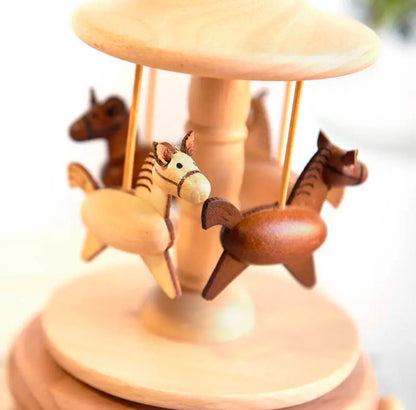 Wooden Carousel Music Box