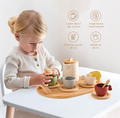 Montessori Silicone Cup Kettle Set with Tray