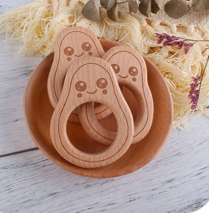 Montessori Wooden Avocado Teether Set