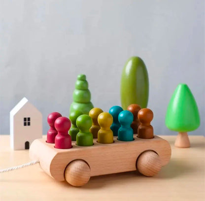 Montessori Colored Little Man Beech Car