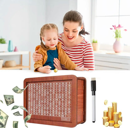 Montessori the Wooden Money Box with Saving Goals