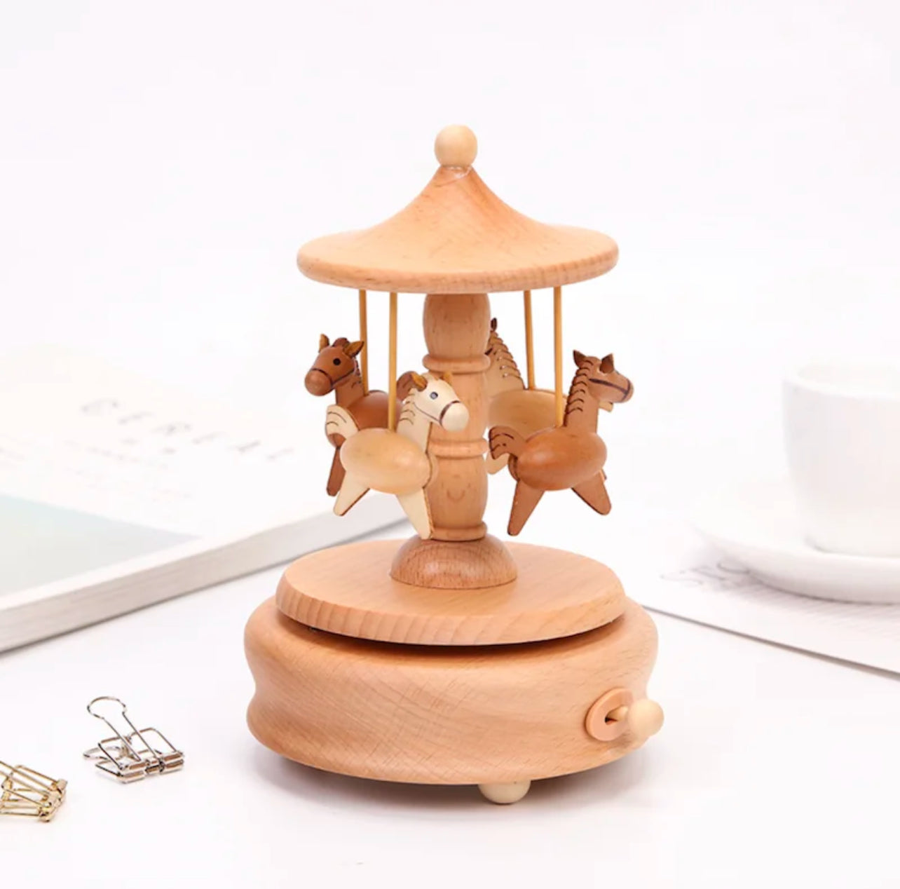 Wooden Carousel Music Box