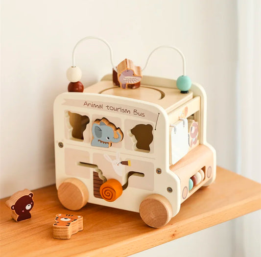 Montessori 5 in 1 Wooden Bus