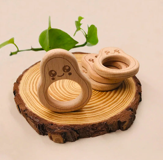 Montessori Wooden Avocado Teether Set