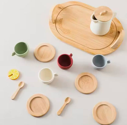 Montessori Silicone Cup Kettle Set with Tray