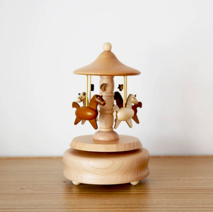 Wooden Carousel Music Box