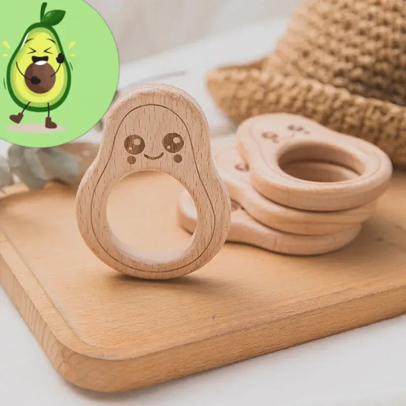 Montessori Wooden Avocado Teether Set