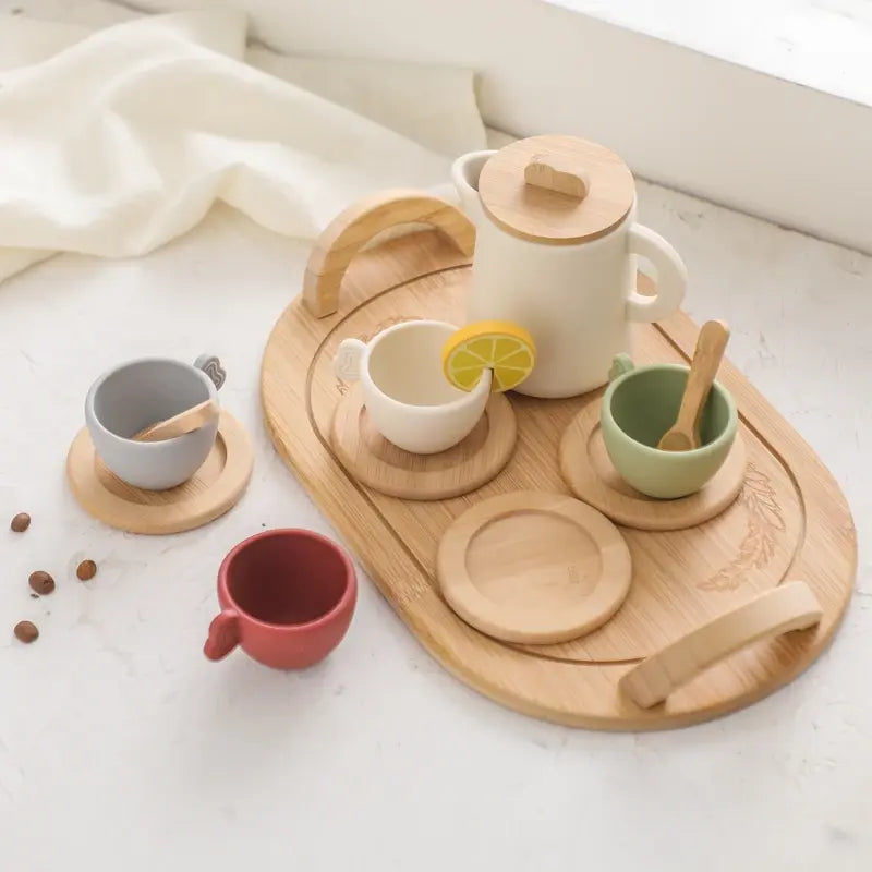 Montessori Silicone Cup Kettle Set with Tray