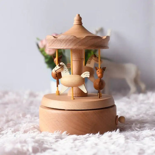 Wooden Carousel Music Box